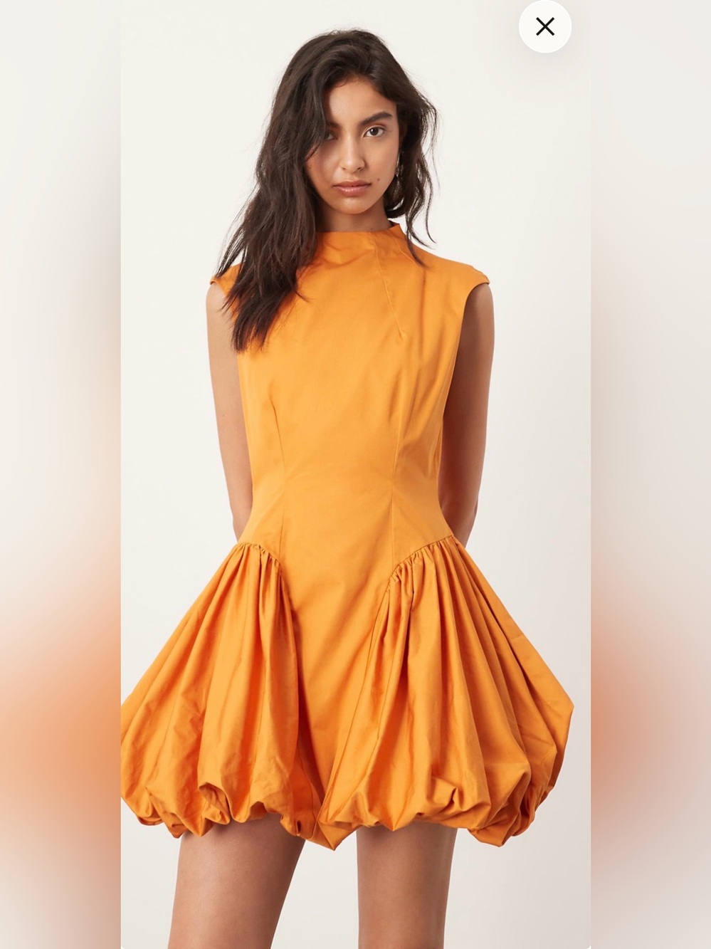 Sleeveless Orange Bubble Hem Dress
